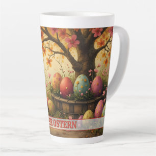 Caneca De Café Latte Encanto de flores de primavera com esplendor de ov