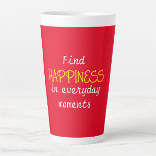 Caneca De Café Latte Encontre felicidade em momentos do dia a dia