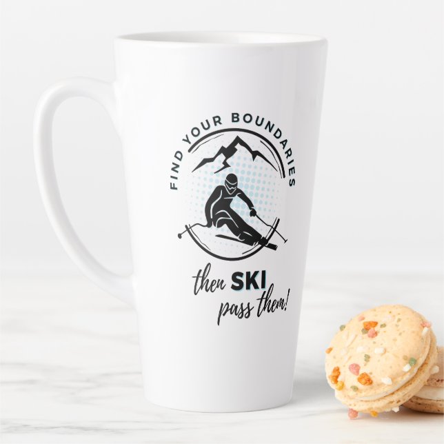 Caneca De Café Latte "Encontre seus limites, depois esquie sobre eles" (In Situ)