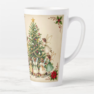 Caneca De Café Latte Encontro de Fadas de Natal Vitoriano