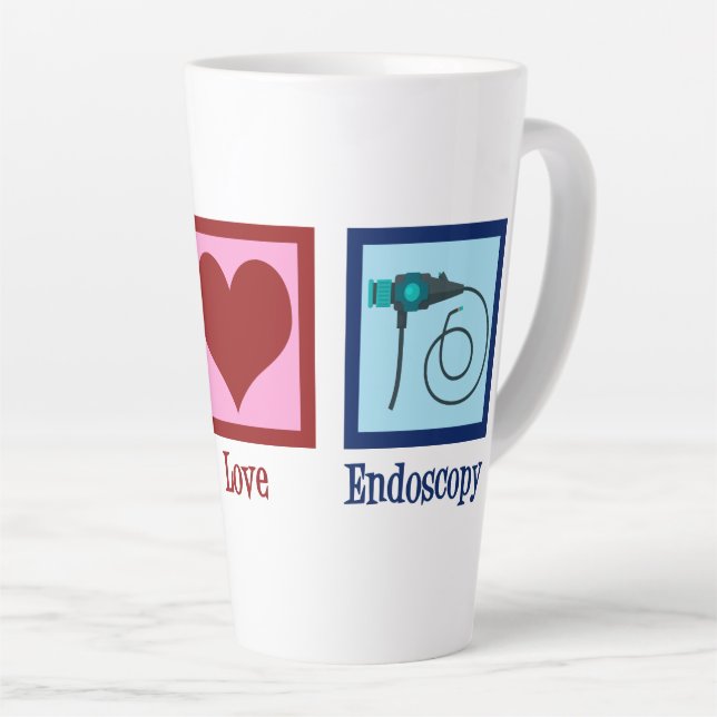 Caneca De Café Latte Endoscopia de Paz e Amor (Ângulo direito)