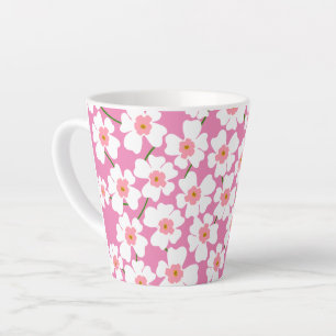 Caneca De Café Latte Energia de Flores Branca e Rosa Fantástico