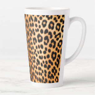 Caneca De Café Latte Energia do Leopardo Selvagem – Moda Ousada com Est
