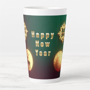 Caneca De Café Latte Enfeites de Natal Dourados com Rena