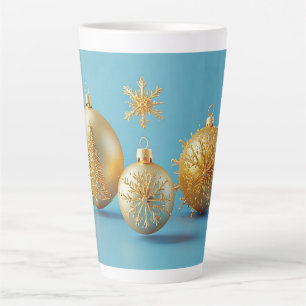 Caneca De Café Latte Enfeites de Natal Dourados Elegantes com Flocos de