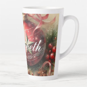Caneca De Café Latte Enfeites de natal Vintage Pastel Watercolor