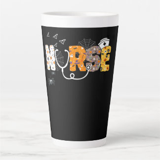 Caneca De Café Latte Enfermeira Halloween Presente Com Pumpkin Boo Spid