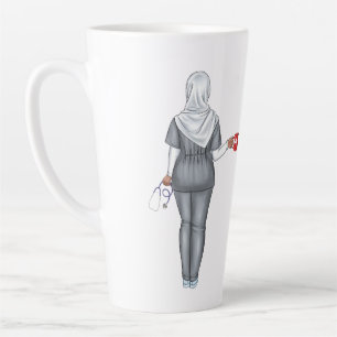 Caneca De Café Latte Enfermeira Muçulmana Personalizada