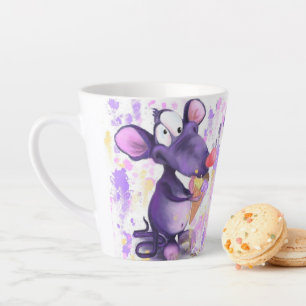 Caneca De Café Latte Engraçada Mug com feliz Sorvete de Rato Roxo
