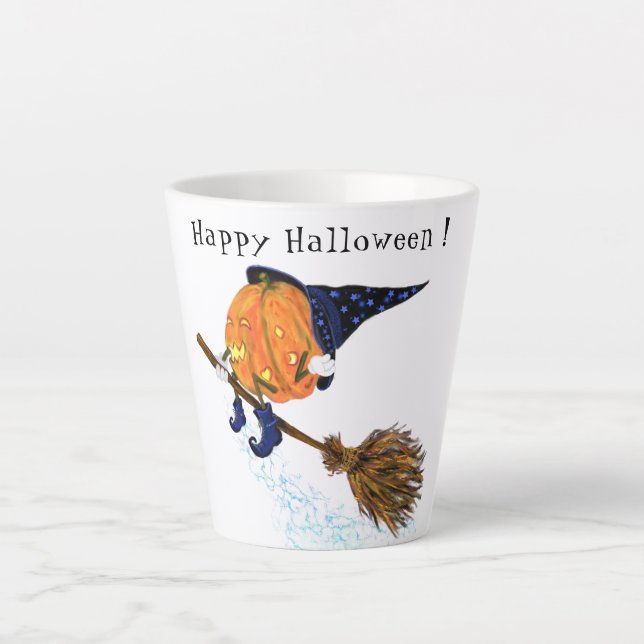 Caneca De Café Latte Engraçada Trama de Bruxas de Halloween (Frente)