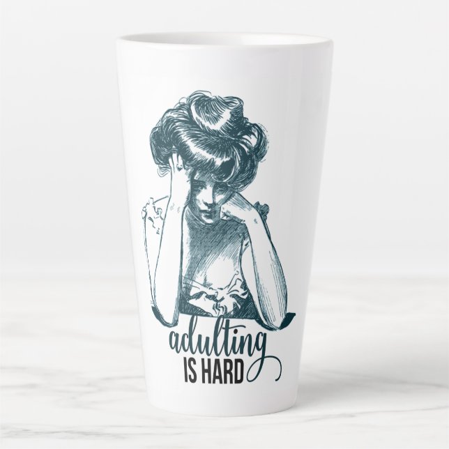 Caneca De Café Latte Engraçado Adulto é Duro Gibson Girl (Frente)