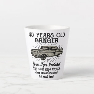 Caneca De Café Latte Engraçado aniversário de 40 anos, Retrocetro Car