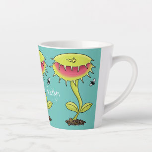 Caneca De Café Latte Engraçado carnívoro Venus mosca cartoon