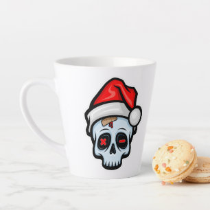 Caneca De Café Latte Engraçado Caveira de Natal, Estilo de Cartoon