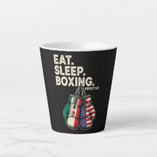 Caneca De Café Latte Engraçado Comer Dormir Repetir Boxe