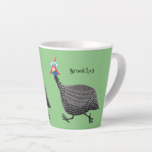 Caneca De Café Latte Engraçado desenho animado de aves Guineafowl