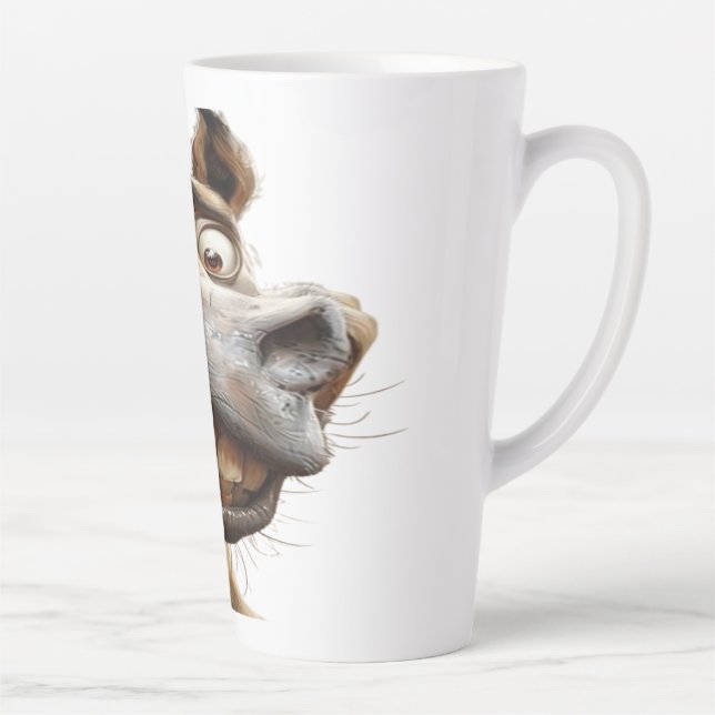 Caneca De Café Latte Engraçado design de arte burro (Direita)