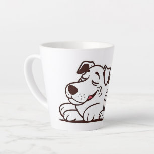 Caneca De Café Latte Engraçado Design de Cachorro Preguiçoso