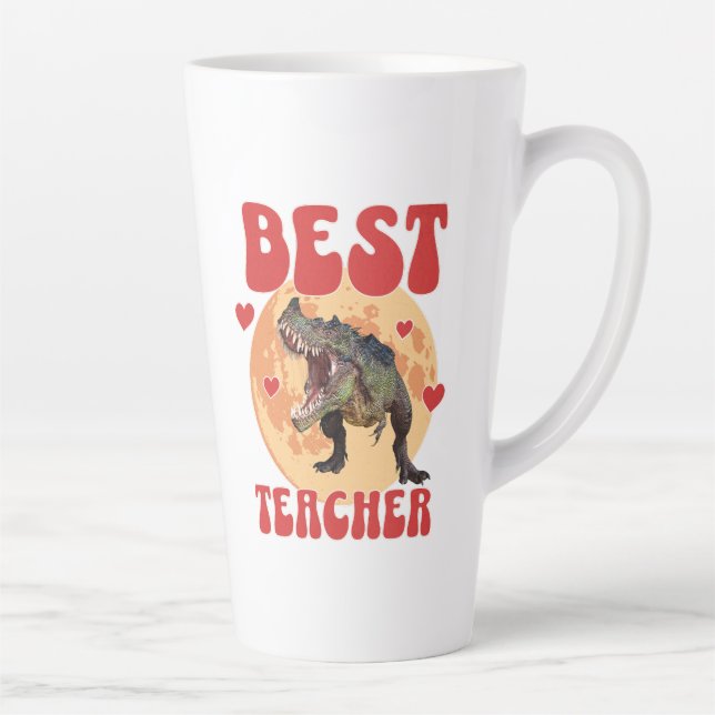 Caneca De Café Latte Engraçado Dinossaur Dino Melhor Professora (Direita)