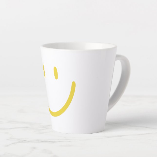 Caneca De Café Latte Engraçado Emoji Face Latte Mug (Ângulo direito)