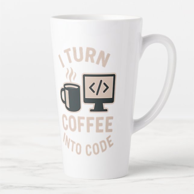 Caneca De Café Latte Engraçado Eu Transformo Café Em Código (Direita)