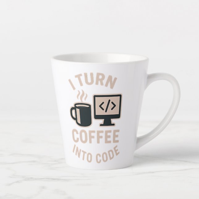 Caneca De Café Latte Engraçado Eu Transformo Café Em Código (Direita)