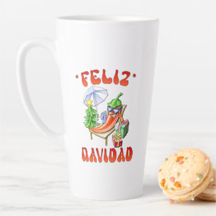 Caneca De Café Latte Engraçado Feliz Navidad, Feliz Natal Feliz Chili
