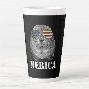 Caneca De Café Latte Engraçado Guiné Pig Merica Sinais Patrióticos D