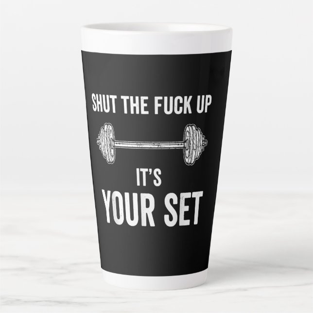 Caneca De Café Latte Engraçado Gym Funciona Sua Cotação Definida (Frente)