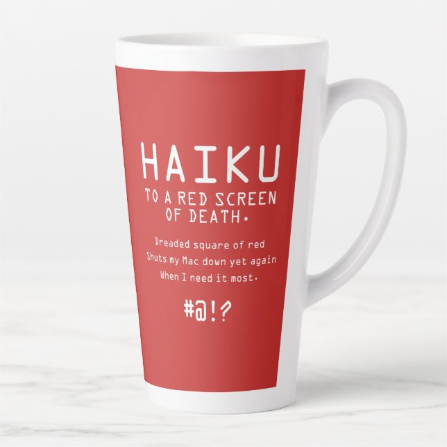 Caneca De Café Latte Engraçado Haiku na Tela Vermelha da Morte (Direita)