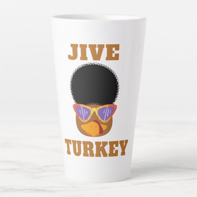 Caneca De Café Latte Engraçado Jive Turkey Latte Mug (Frente)