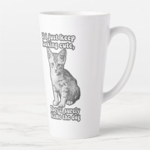 Caneca De Café Latte Engraçado meme de gato bonitinho para donos de gat