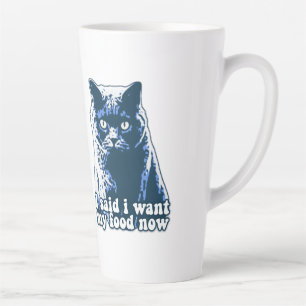 Caneca De Café Latte Engraçado meme de gato zangado para gatas e donos