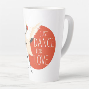 Caneca De Café Latte Engraçado Mensagem De Pássaro - Apenas Dança Por A
