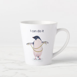 Caneca De Café Latte Engraçado Pinguim Perda de Peso Dieta Motivaciona
