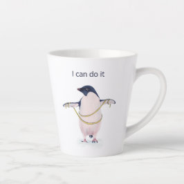 Caneca De Café Latte Engraçado Pinguim Perda de Peso Dieta Motivacional