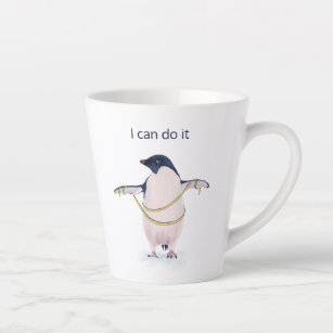 Caneca De Café Latte Engraçado Pinguim Perda de Peso Dieta Motivacional