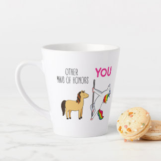 Caneca De Café Latte Engraçado Proposta de Madrinha de casamento, Corno