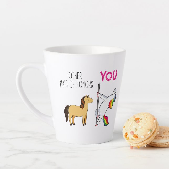 Caneca De Café Latte Engraçado Proposta de Madrinha de casamento, Corno (In Situ)