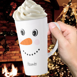 Caneca De Café Latte Engraçado Rosto Feliz Snowman Coco Quente de Natal