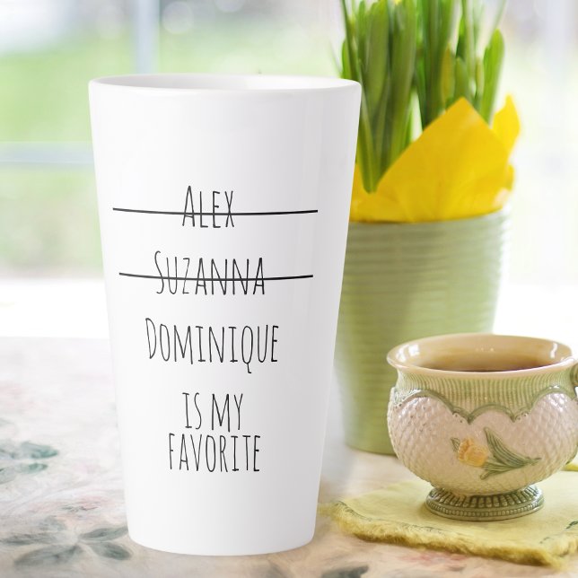 Caneca De Café Latte Engraçado Simples Nomes de Crianças Favoritos Mãe  (Criador carregado)