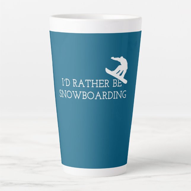 Caneca De Café Latte Engraçado Snowboard - Eu Preferencialmente Snowboa (Frente)