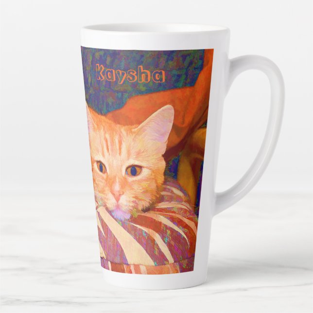 Caneca De Café Latte Engraçado Tabby Cat Laranja Brito (Direita)