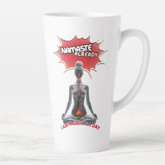 Caneca De Café Latte Engraçado Yoga Comic Pop Art - "Namaste Already"