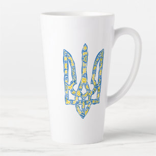Caneca De Café Latte Énica nacional ucraniana emblem trident trizub