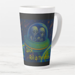 Caneca De Café Latte enrolar a janela alienígena UFO humor ficção cient