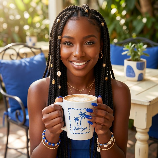 Caneca De Café Latte Enseada Azul (Criador carregado)