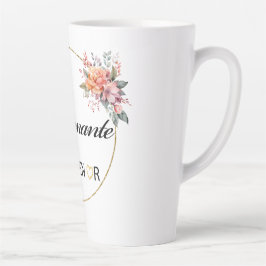 Caneca De Café Latte Enseignante Floral Watercolor Latte