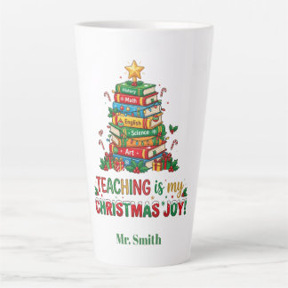 Caneca De Café Latte Ensino Personalizado é Minha Alegria de Natal