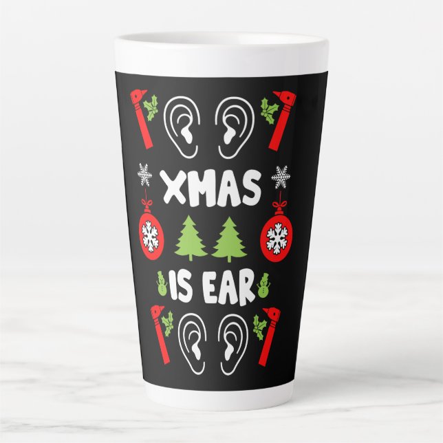 Caneca De Café Latte ENT Doctor Christmas (Frente)